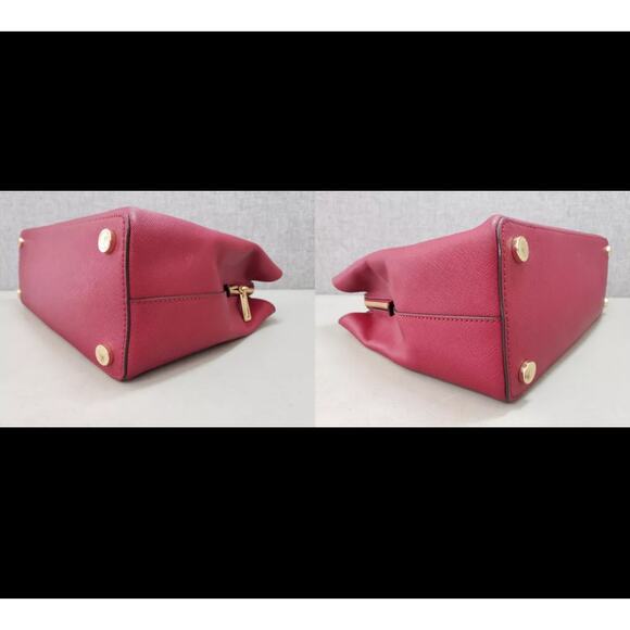 Michael Kors Savannah Pink Red Burgundy Satchel in Saffiano Leather - Picture 3 of 5